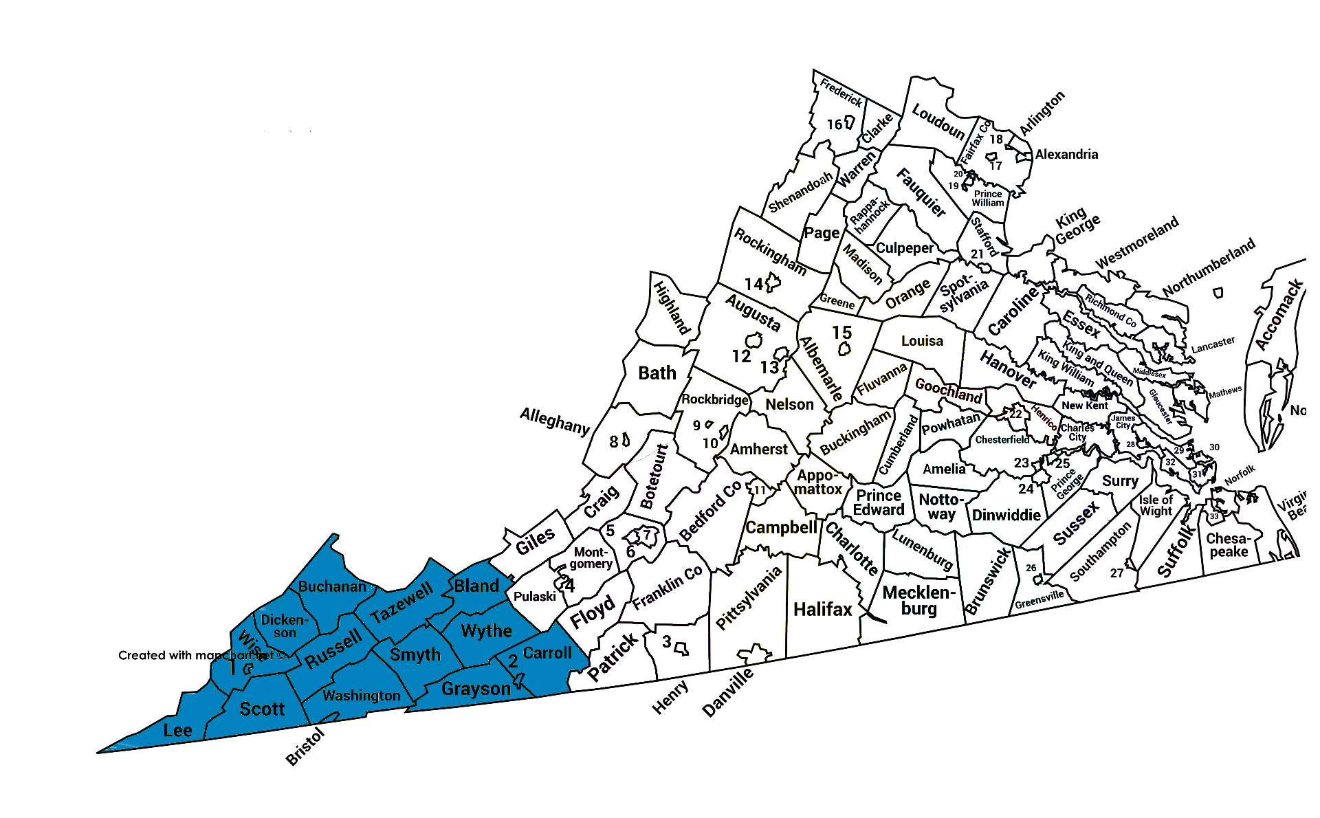 Susan Meador Area Map